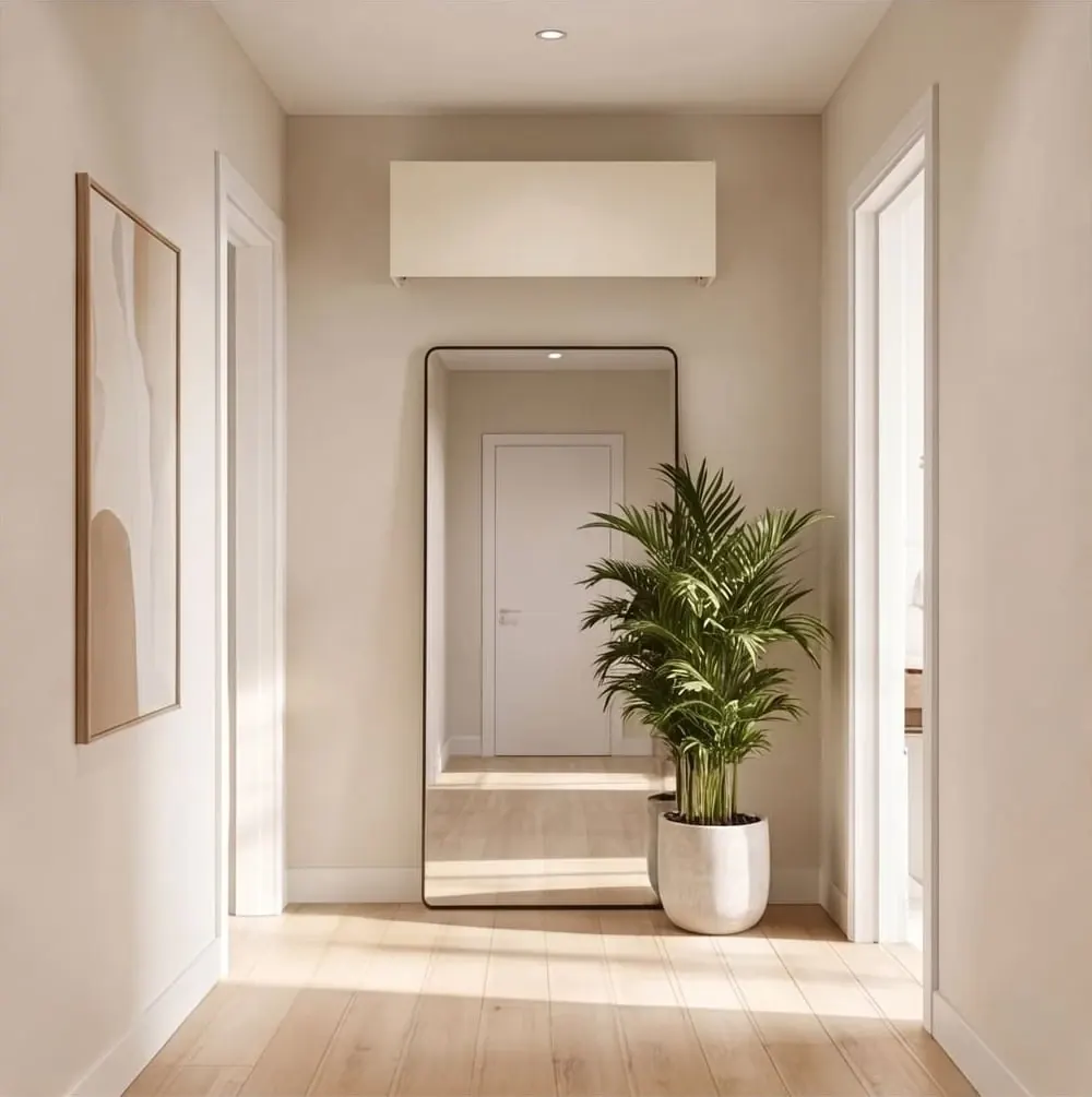 Entrée, cache ivoire au-dessus d'un miroir