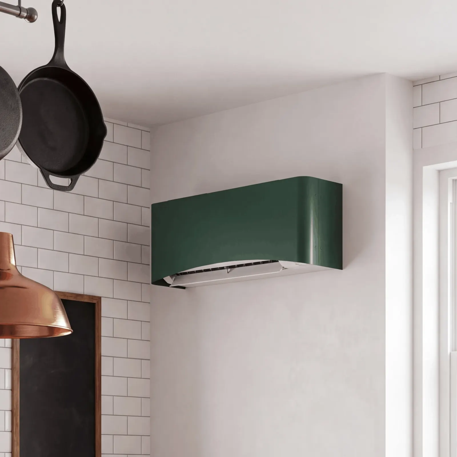Cuisine, cache clim vert mousse